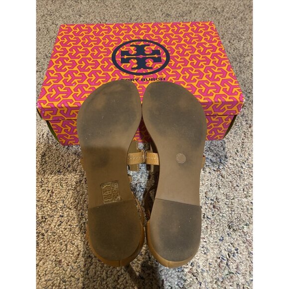 Tory Burch Phoebe Leather Flat Thong Sandal Royal Tan Brown US Size: 6 - Picture 8 of 8
